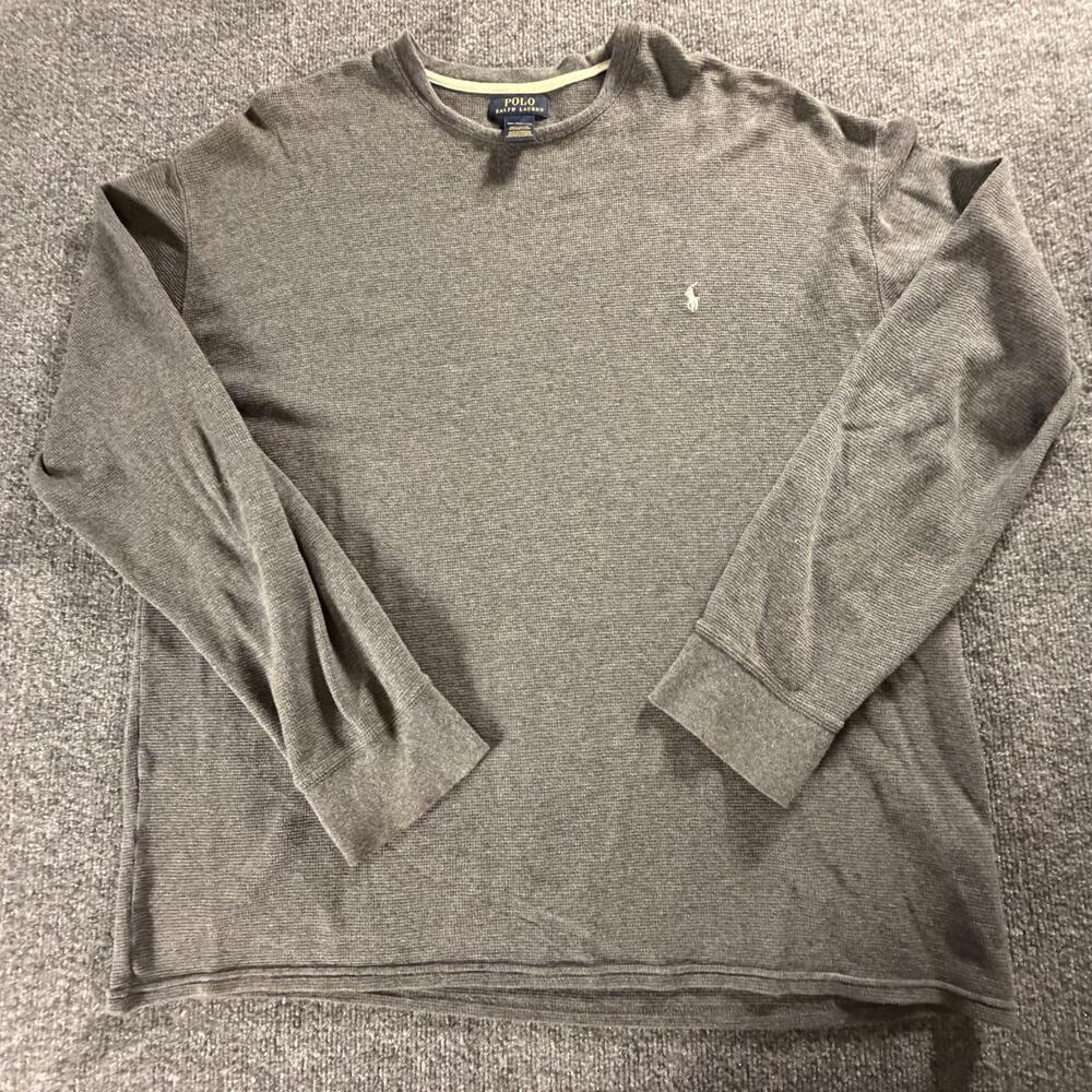 Polo Ralph Lauren Mens Waffle Knit Long Sleeve Shirt 3XL Gray Cotton 773
